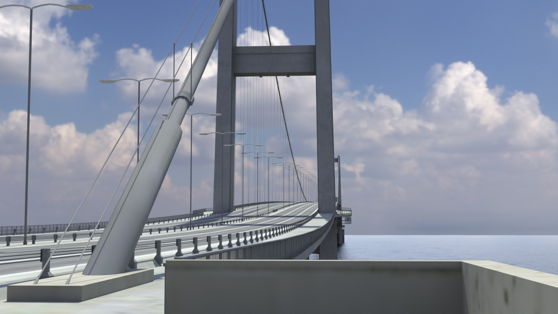 Bosphorus Suspension Bridge Structure 3D