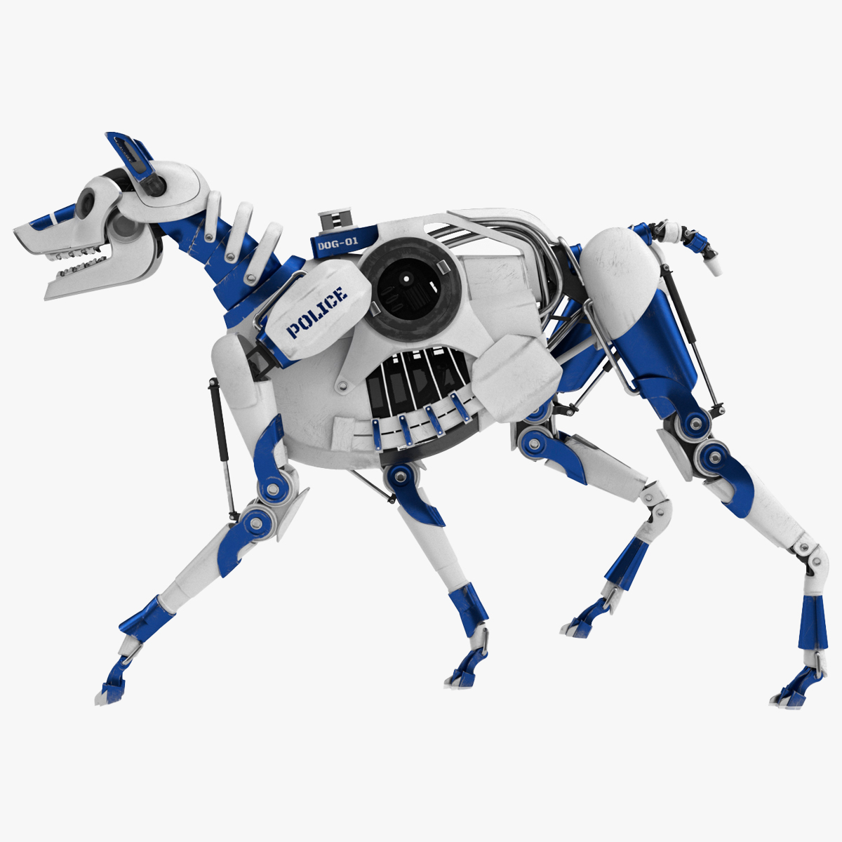 3D Futuristic Police Robot Dog Rigged for Cinema 4D model