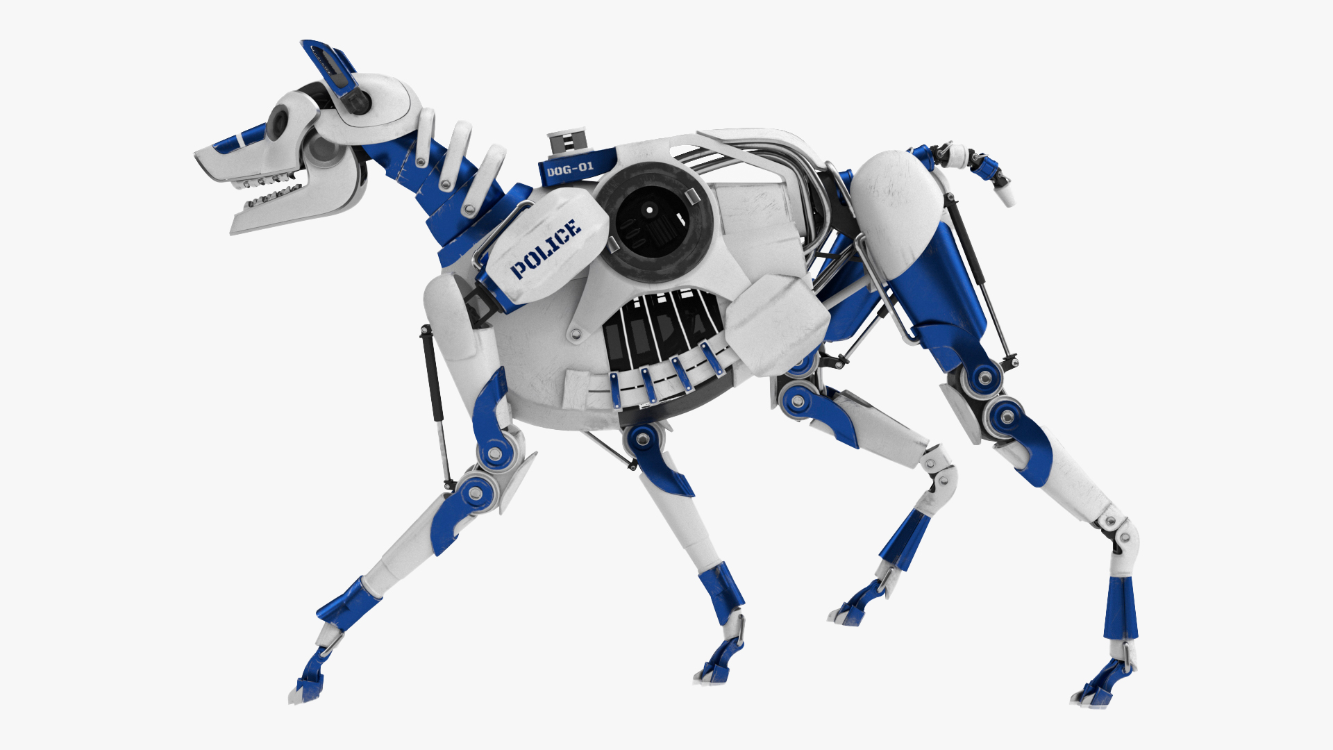 3D Futuristic Police Robot Dog Rigged for Cinema 4D model