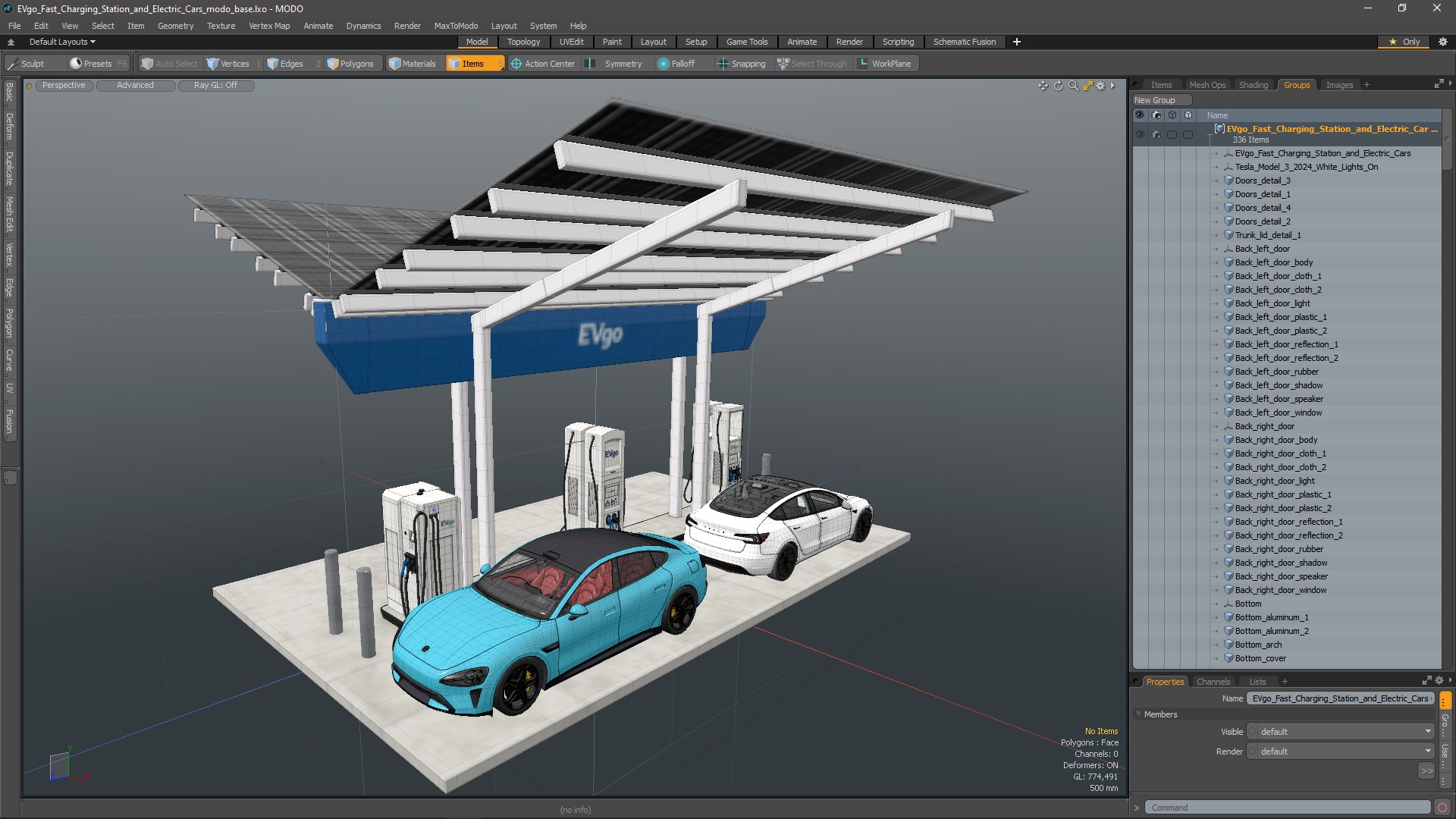 EVgo Fast Charging Station and Electric Cars 3D model