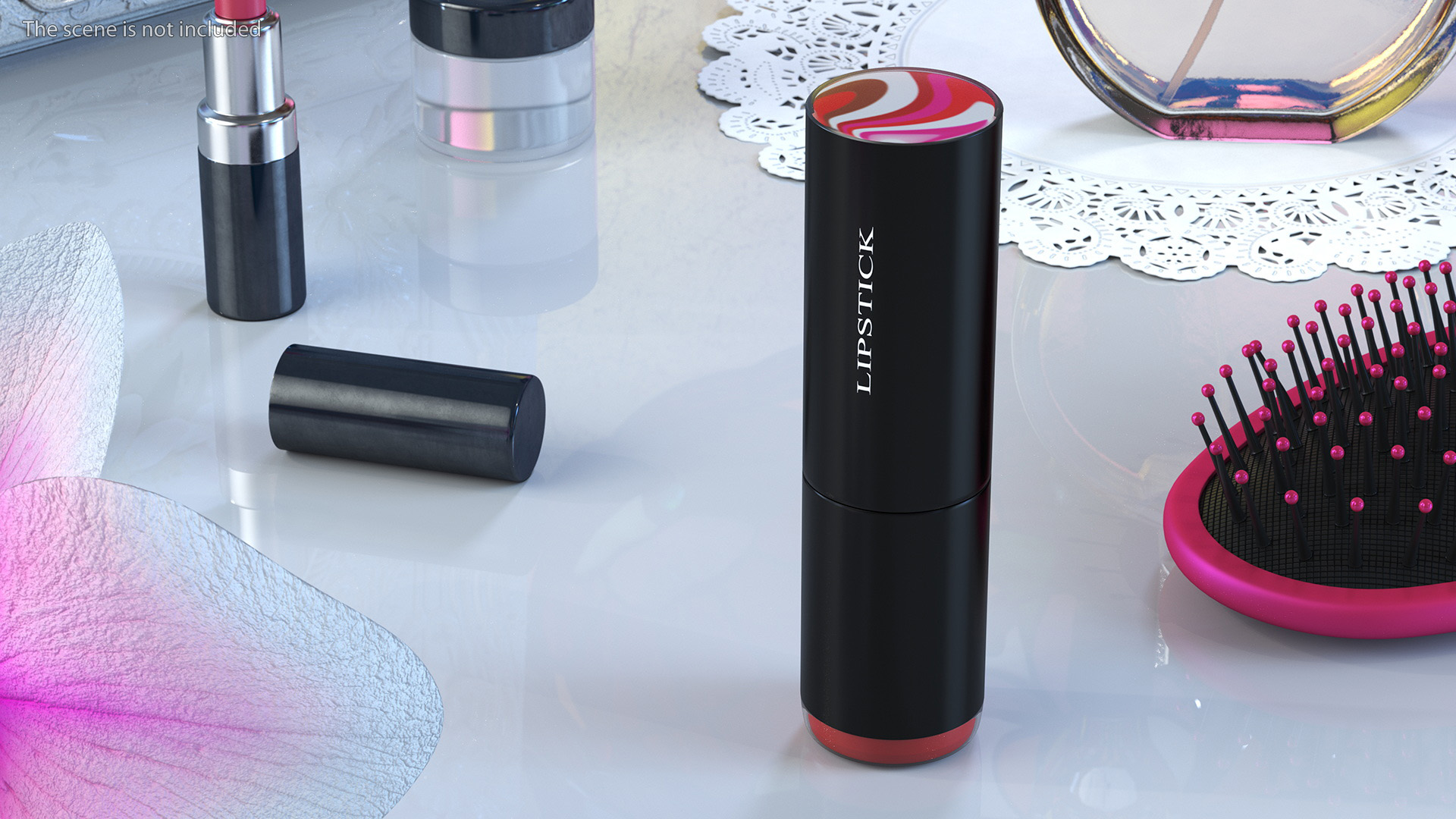 3D Round Lipstick Red model