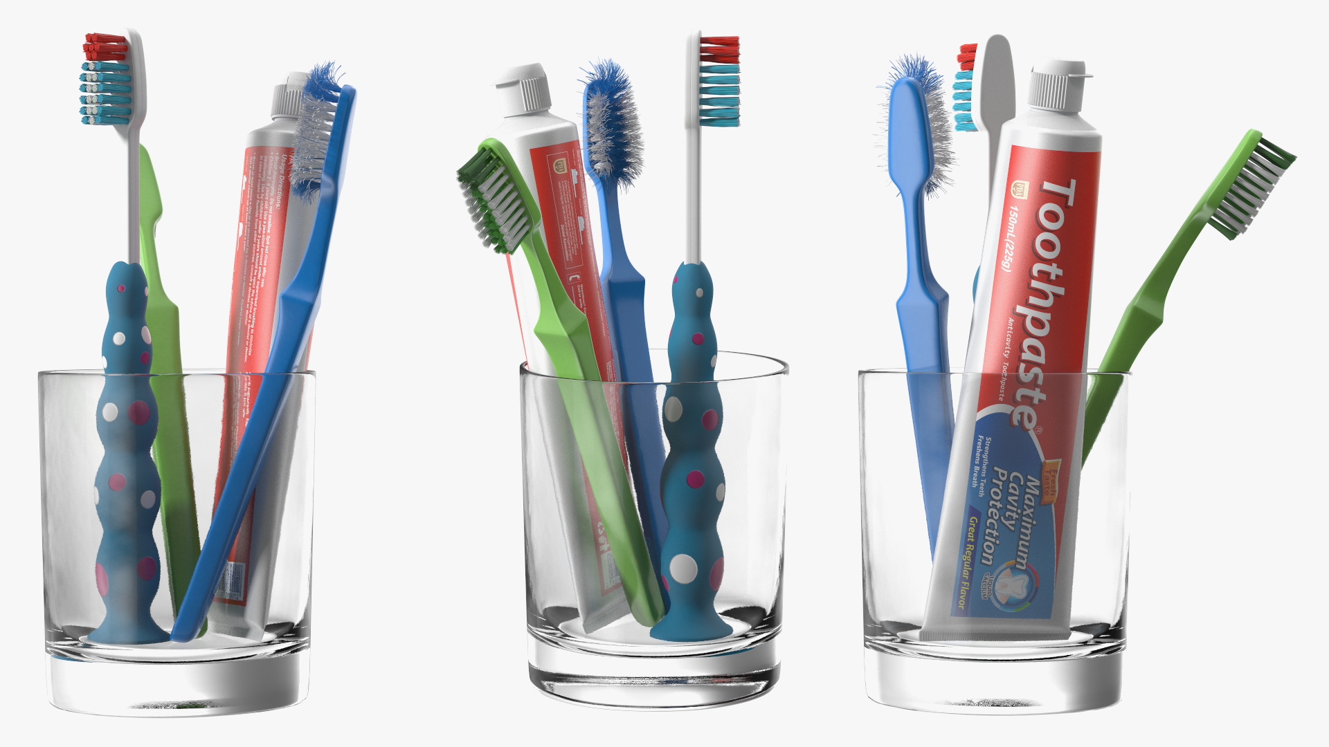 3D model Toothbrushes and Toothpaste in Glass Cup