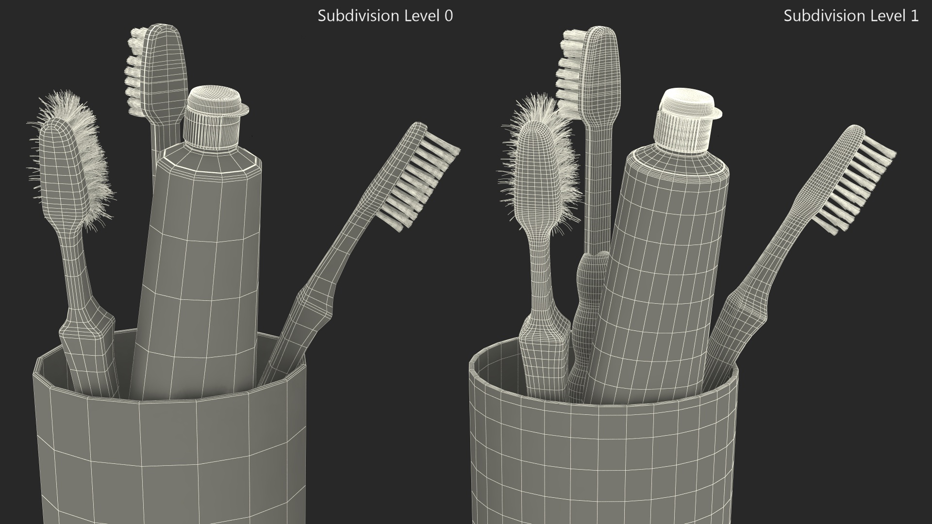 3D model Toothbrushes and Toothpaste in Glass Cup