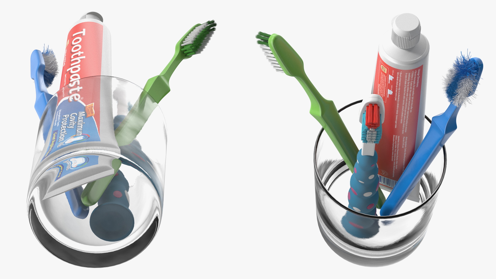 3D model Toothbrushes and Toothpaste in Glass Cup