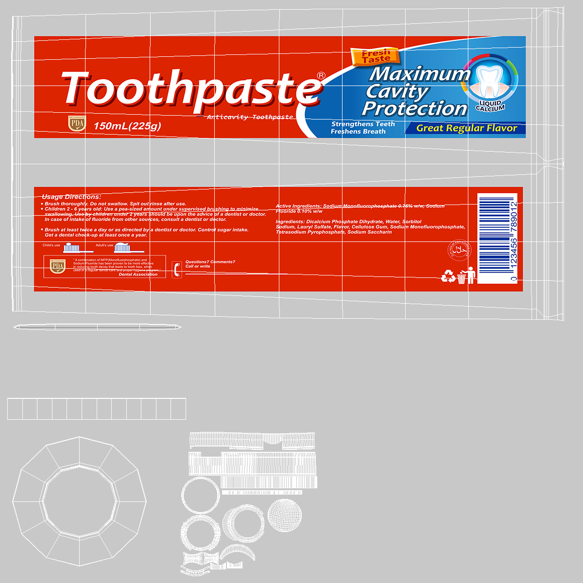 3D model Toothbrushes and Toothpaste in Glass Cup