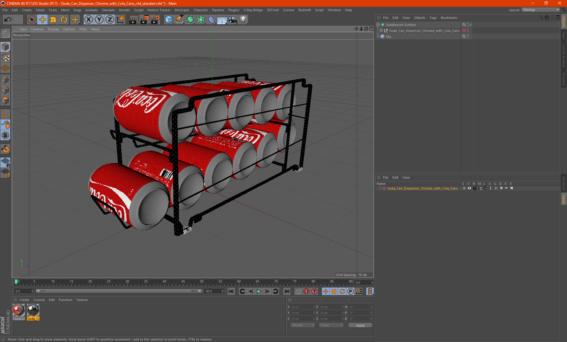 3D model Soda Can Dispenser Chrome with Cola Cans