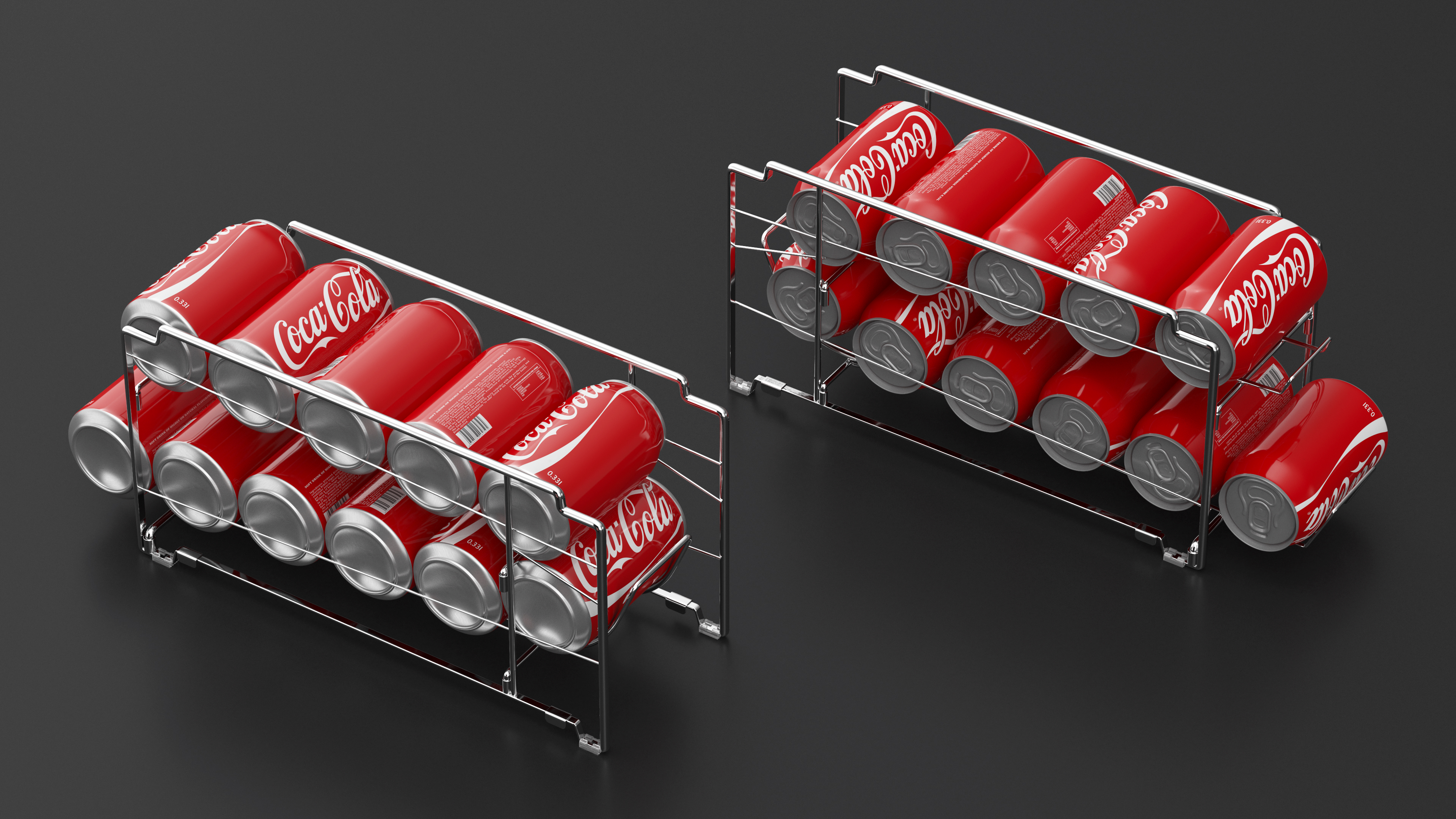 3D model Soda Can Dispenser Chrome with Cola Cans