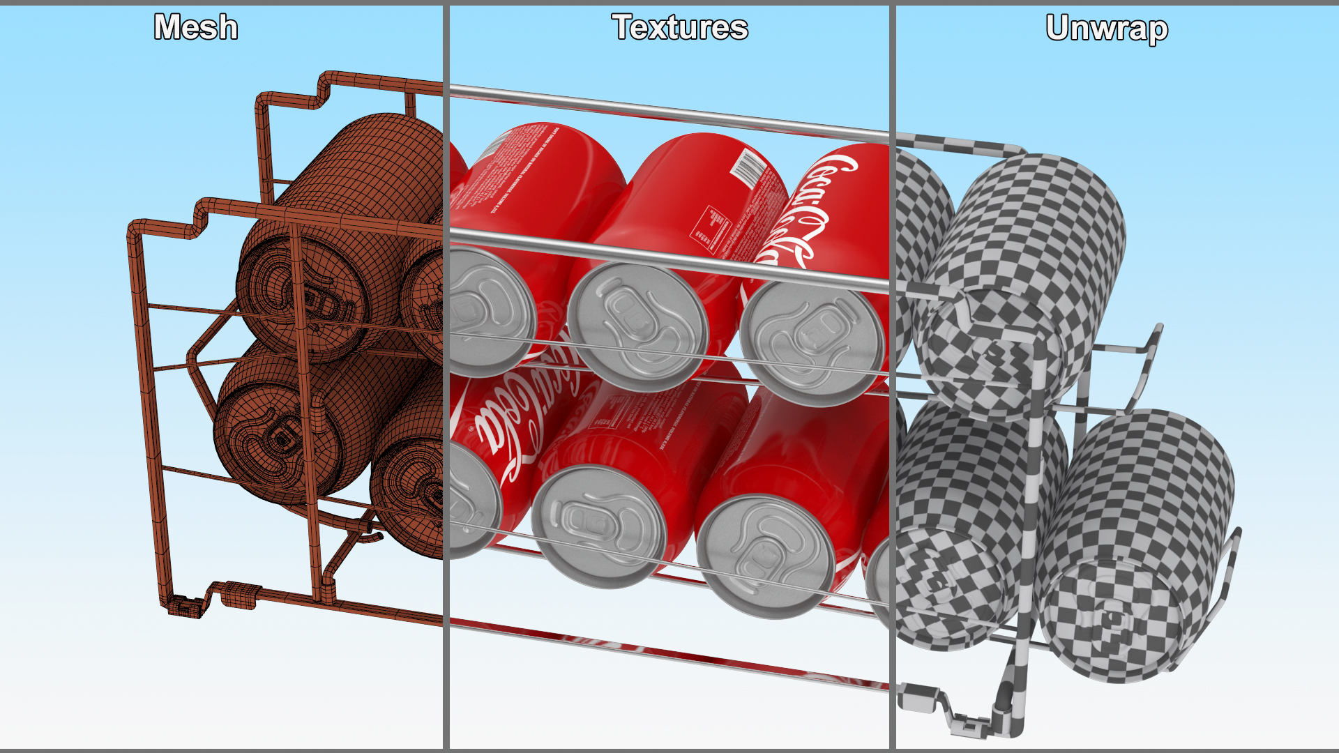 3D model Soda Can Dispenser Chrome with Cola Cans