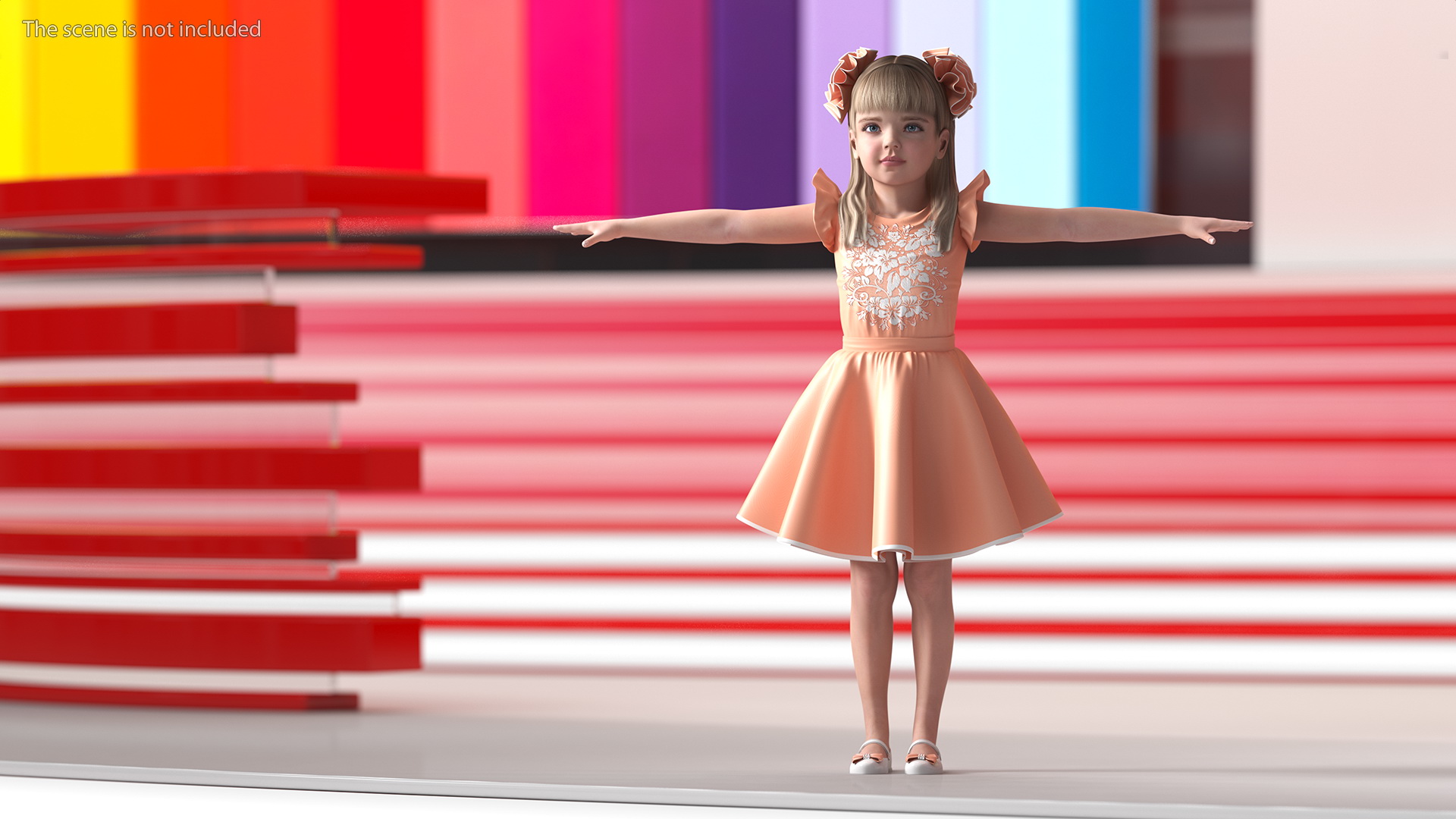 Little Girl Beautiful Dress T-Pose 3D model