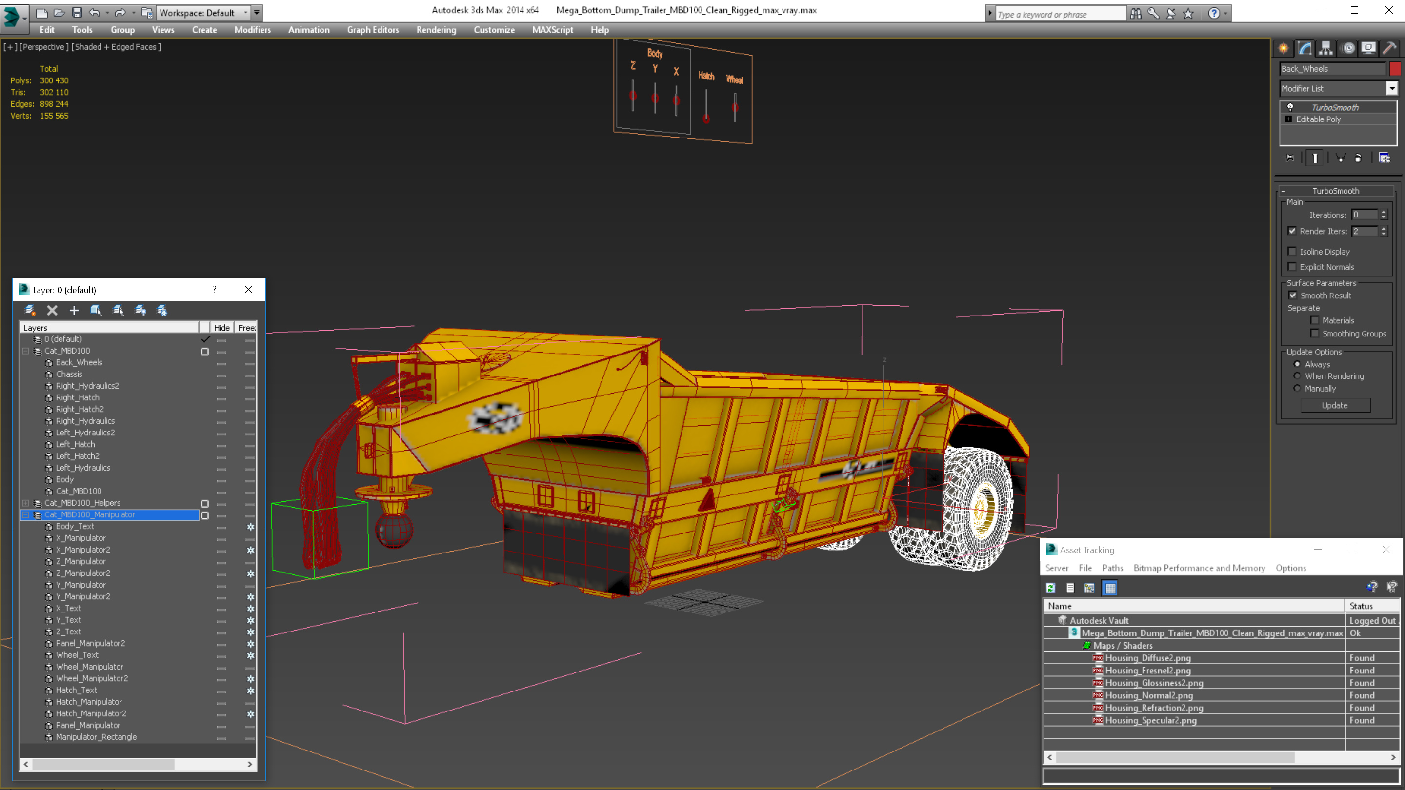 Mega Bottom Dump Trailer MBD100 Clean Rigged 3D model