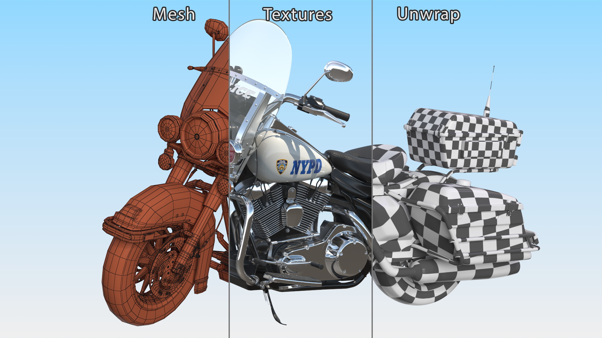 3D model NYPD Motorcycle is Parked