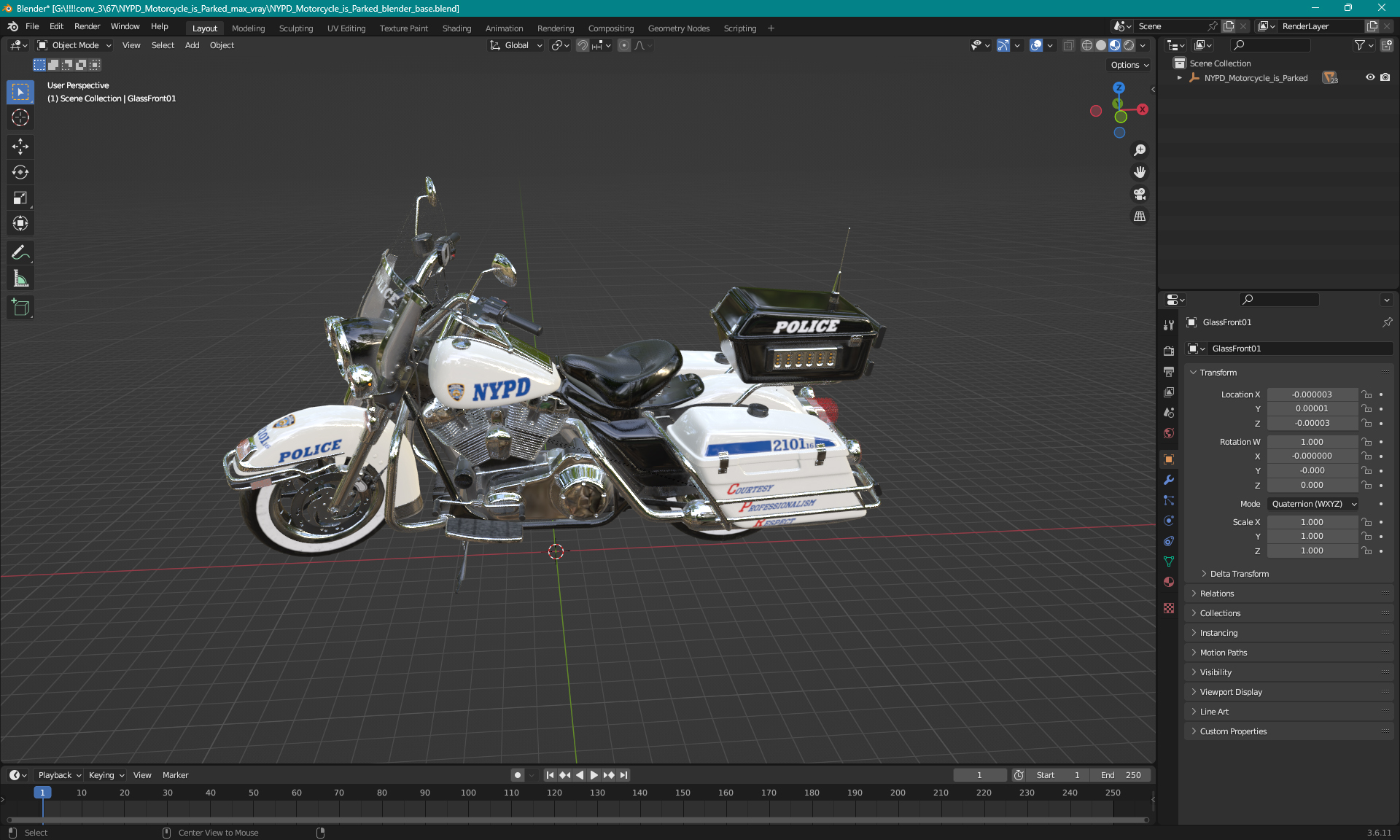 3D model NYPD Motorcycle is Parked