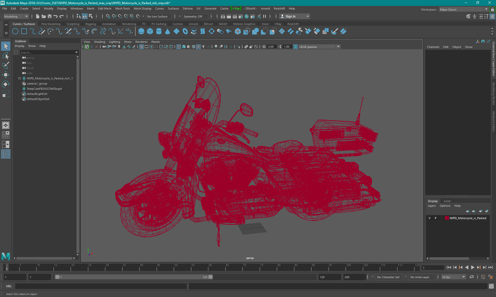 3D model NYPD Motorcycle is Parked