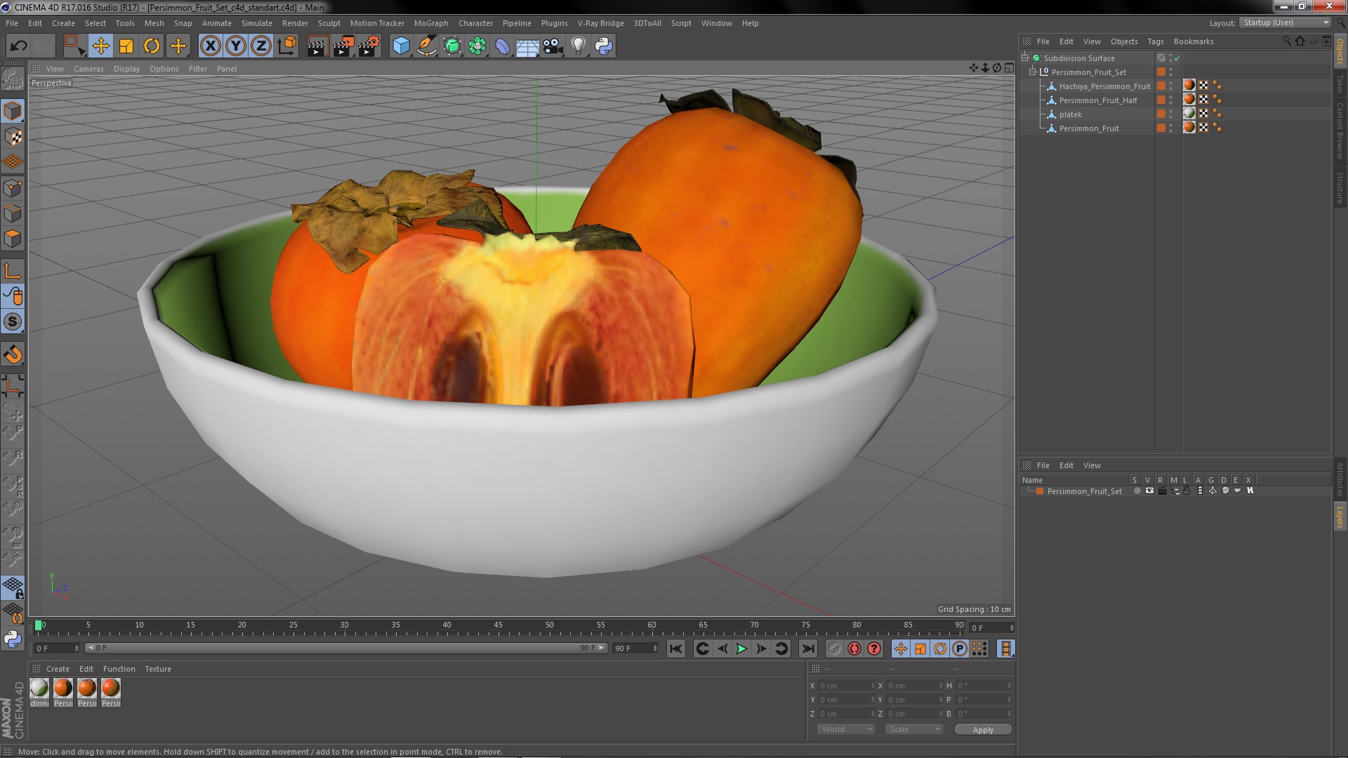 Persimmon Fruit Set 3D model