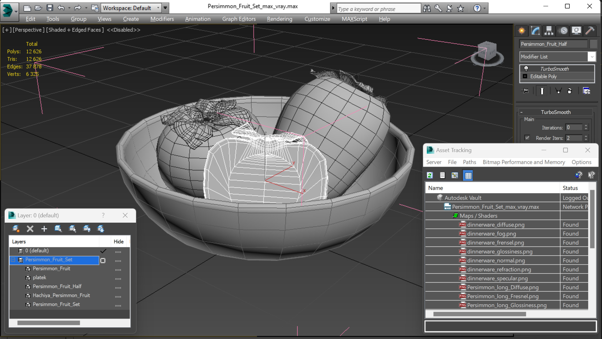 Persimmon Fruit Set 3D model