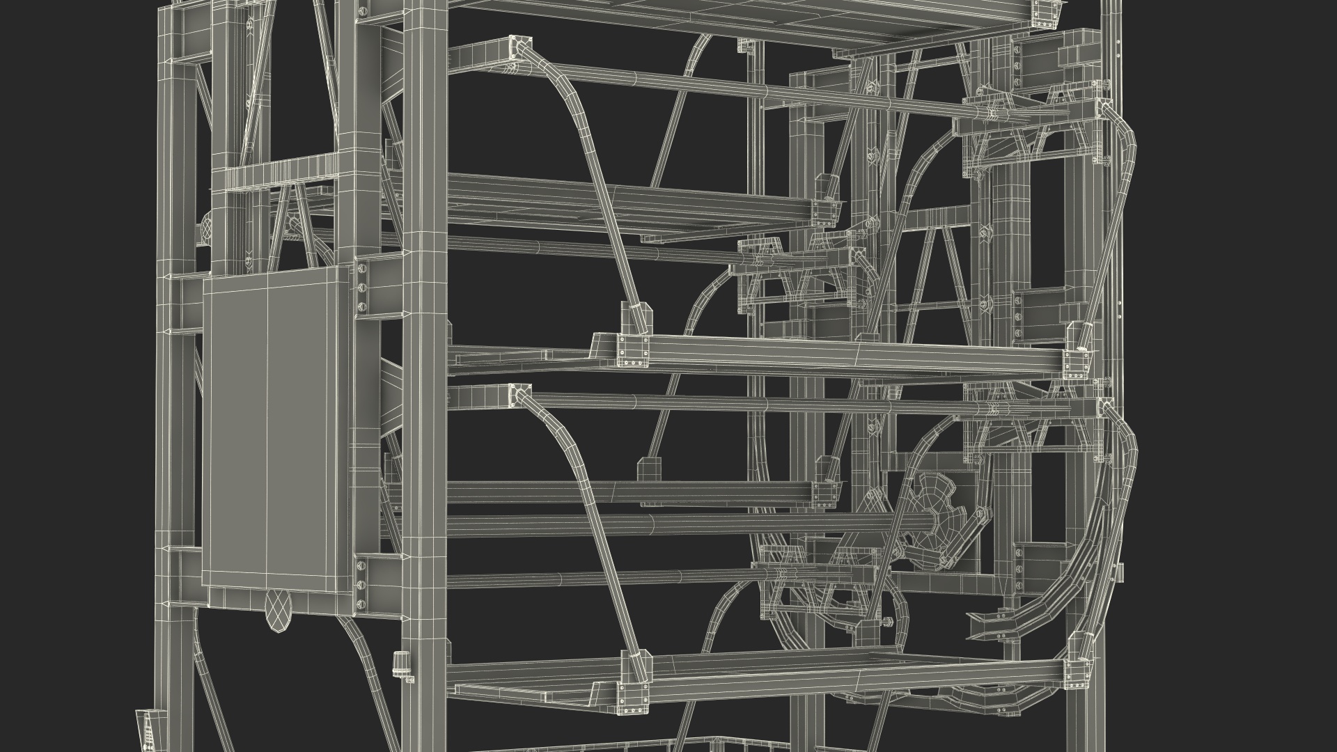 3D model 6 Place Rotary Car Parking Lift System Rigged