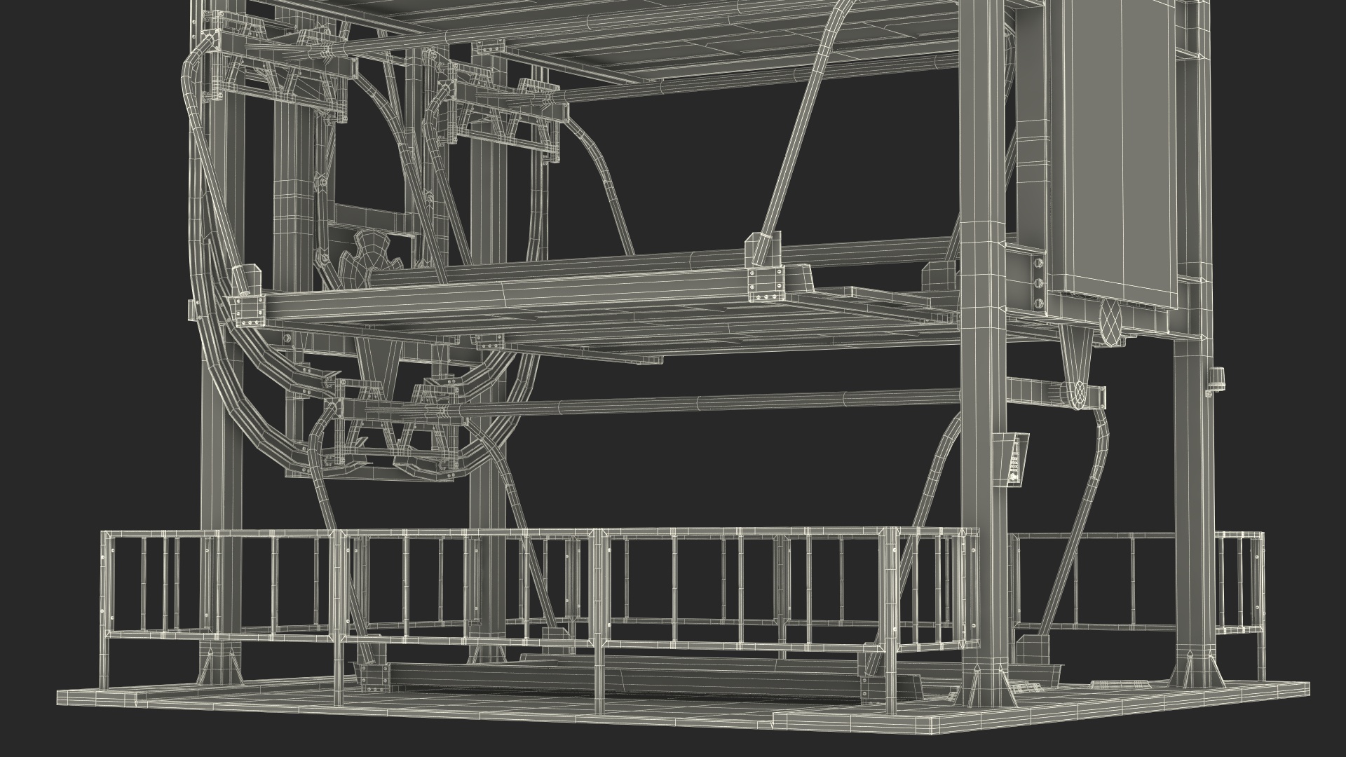 3D model 6 Place Rotary Car Parking Lift System Rigged