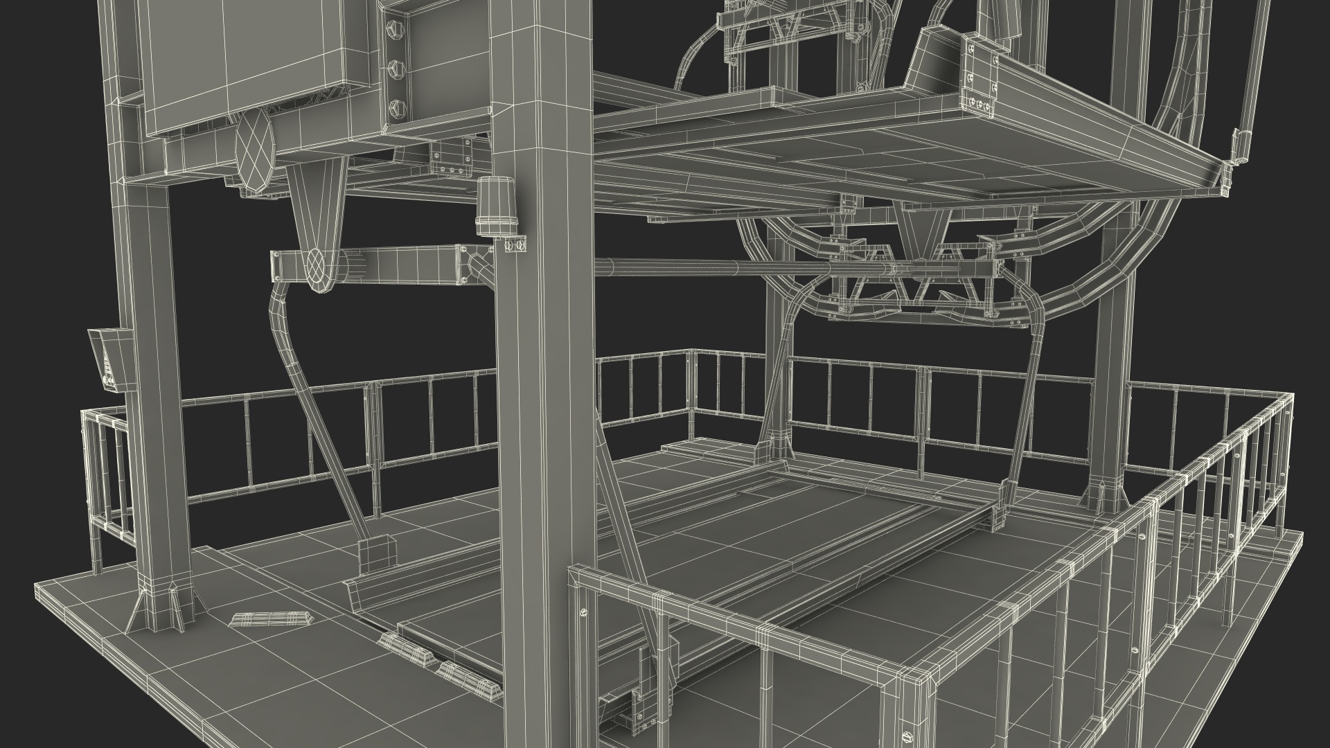 3D model 6 Place Rotary Car Parking Lift System Rigged