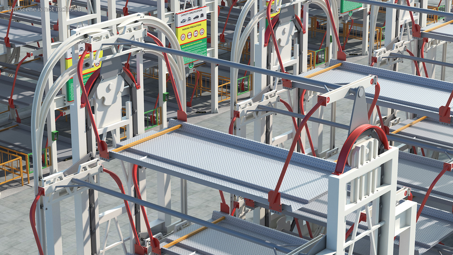 3D model 6 Place Rotary Car Parking Lift System Rigged