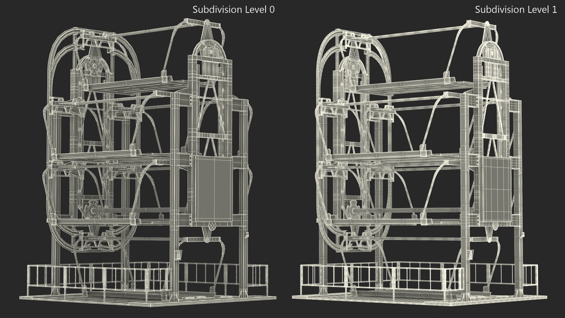 3D model 6 Place Rotary Car Parking Lift System Rigged