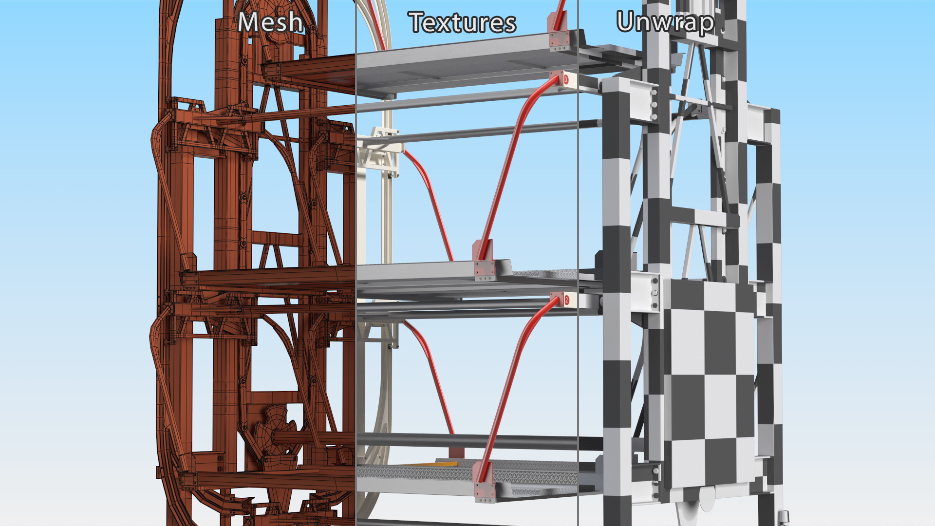 3D model 6 Place Rotary Car Parking Lift System Rigged