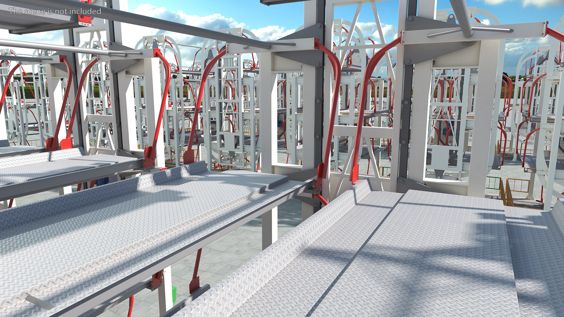 3D model 6 Place Rotary Car Parking Lift System Rigged