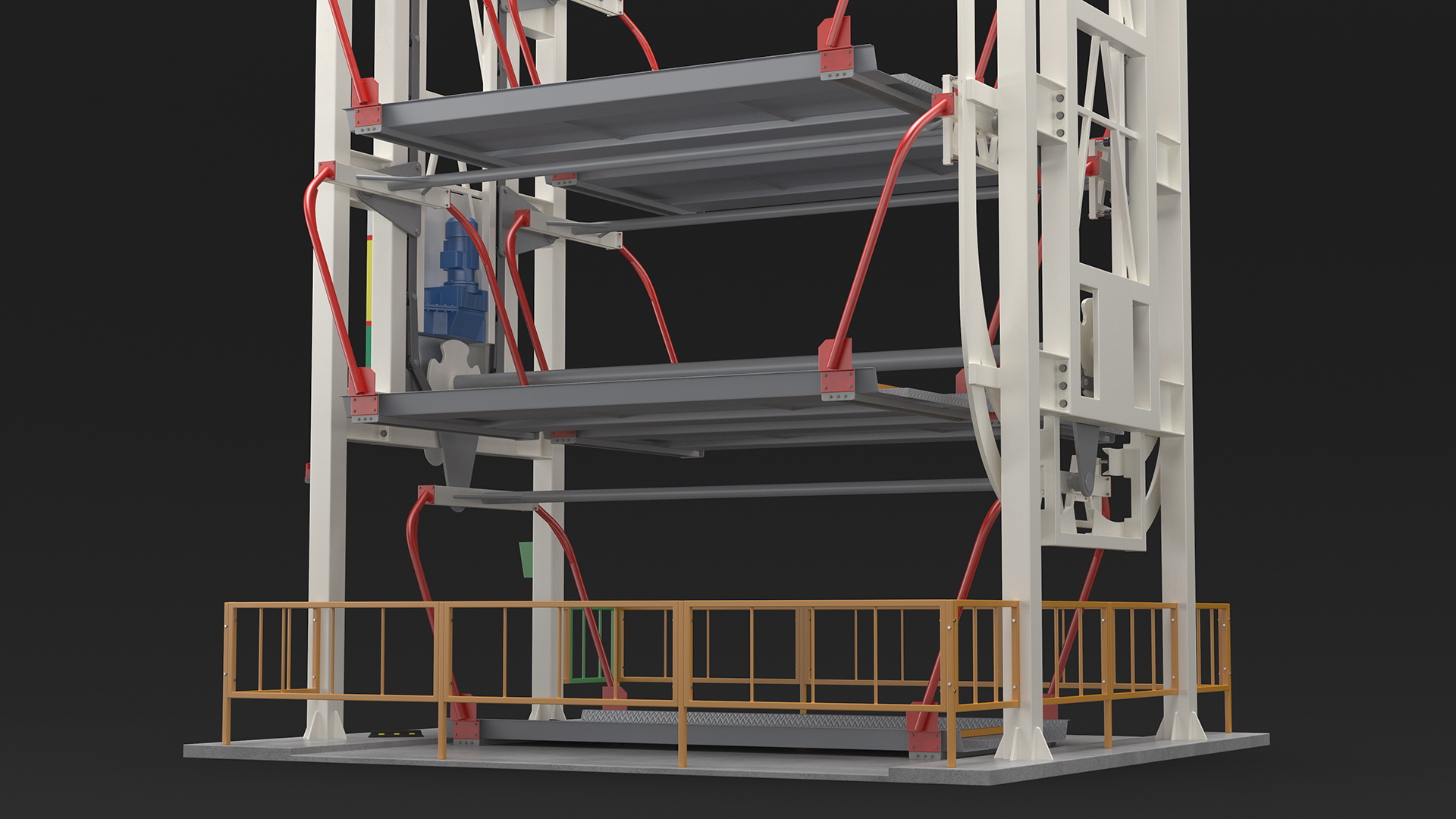 3D model 6 Place Rotary Car Parking Lift System Rigged