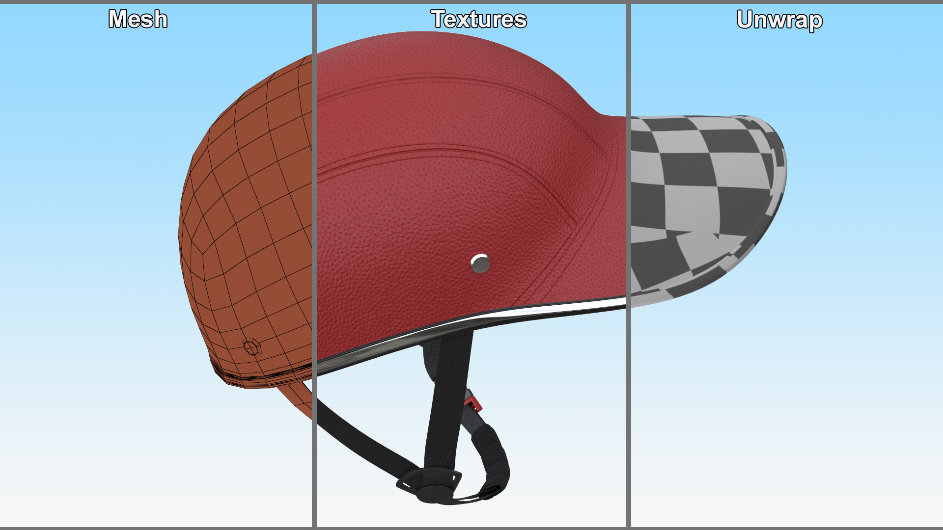 3D model Safety Bike Helmet Red Leather