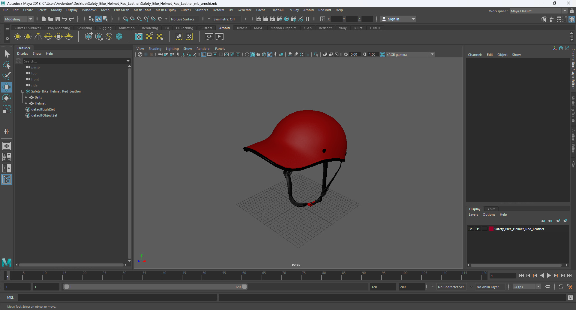 3D model Safety Bike Helmet Red Leather