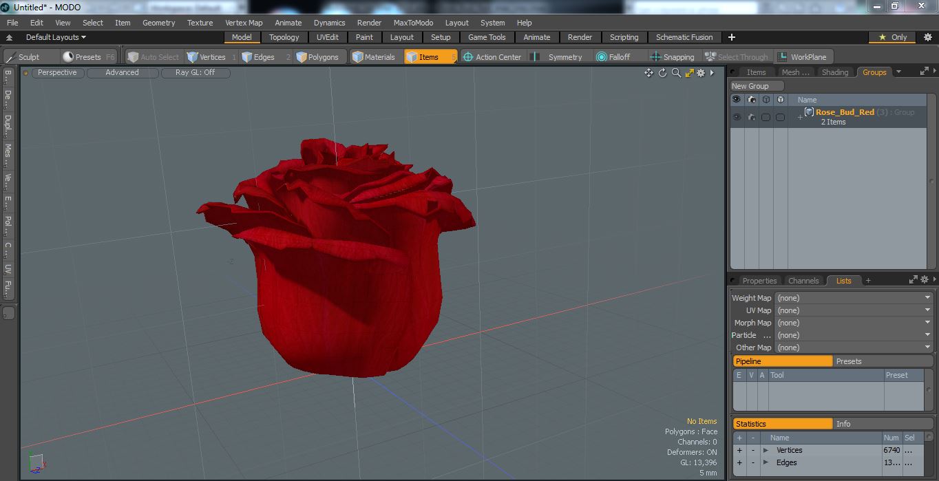 Rose Bud Red 3D