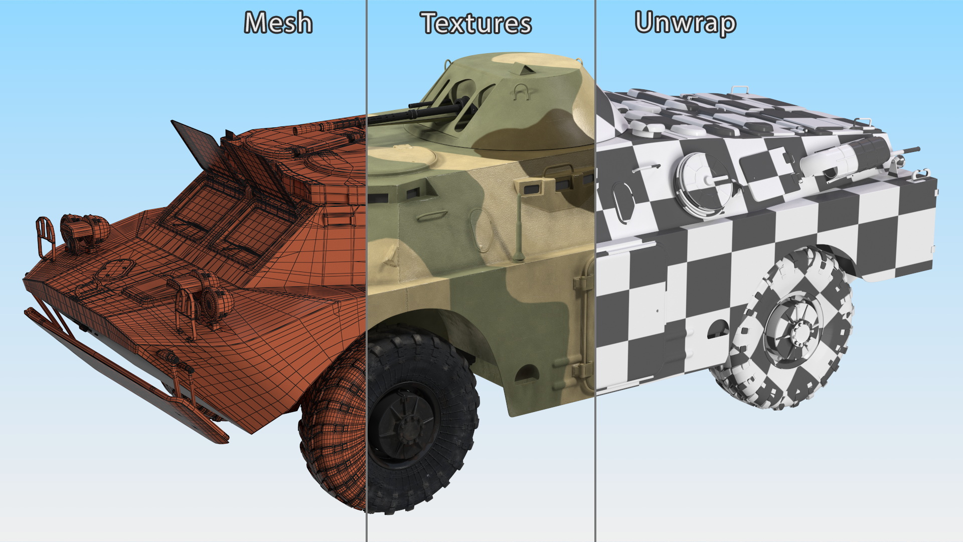 BRDM 2 Amphibious Vehicle Rigged 3D