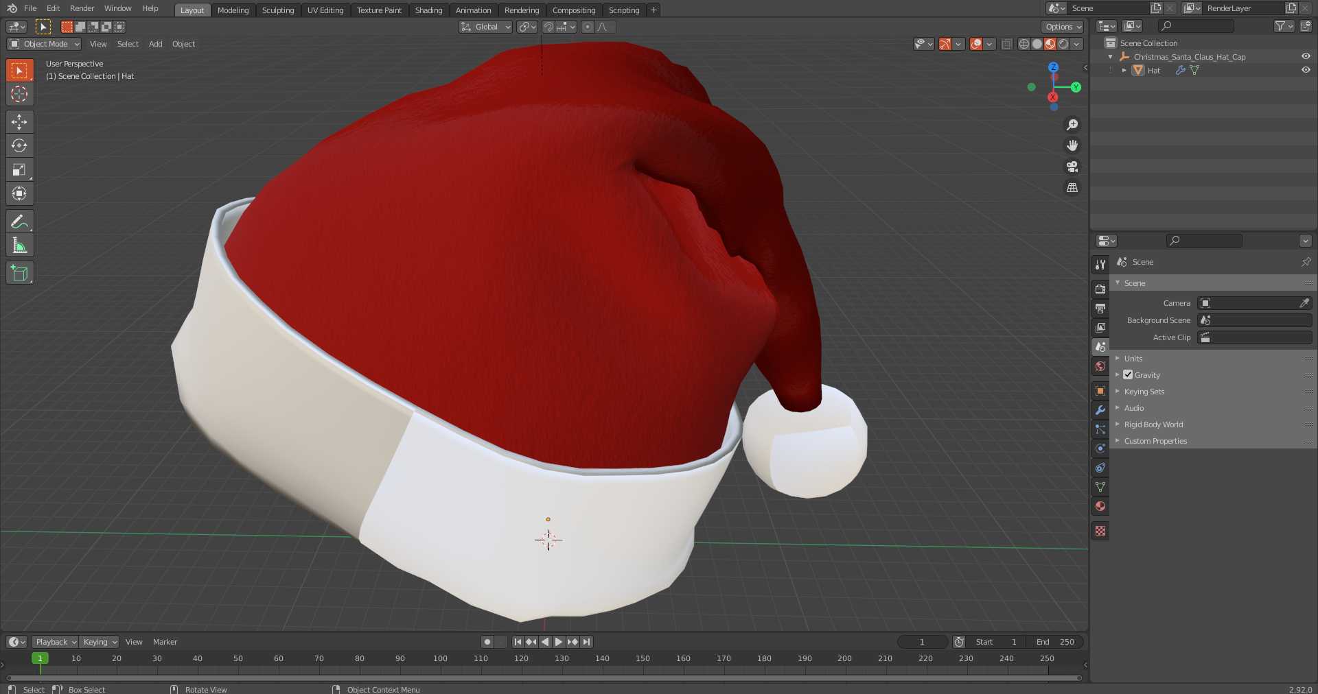 Christmas Santa Claus Hat Cap 3D model