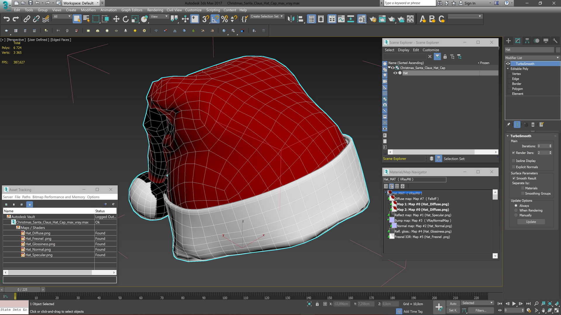 Christmas Santa Claus Hat Cap 3D model