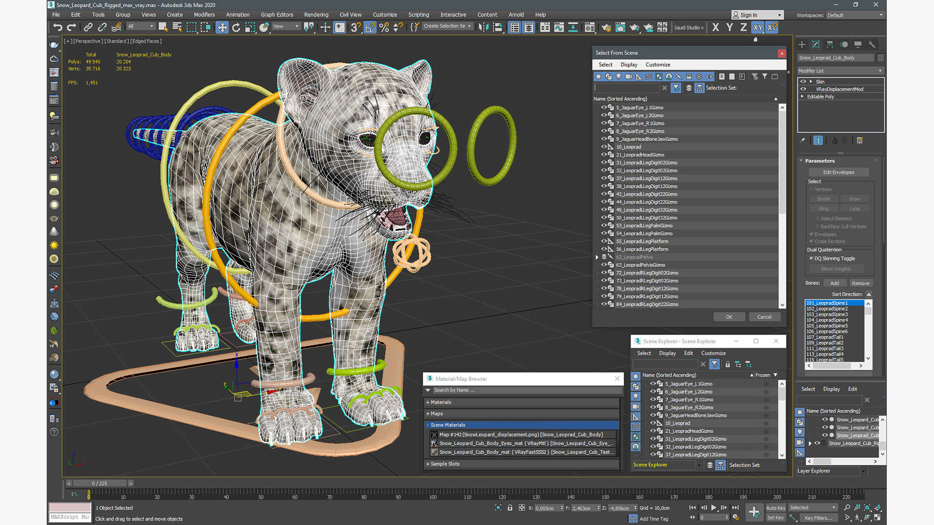 3D Snow Leopard Cub Rigged model