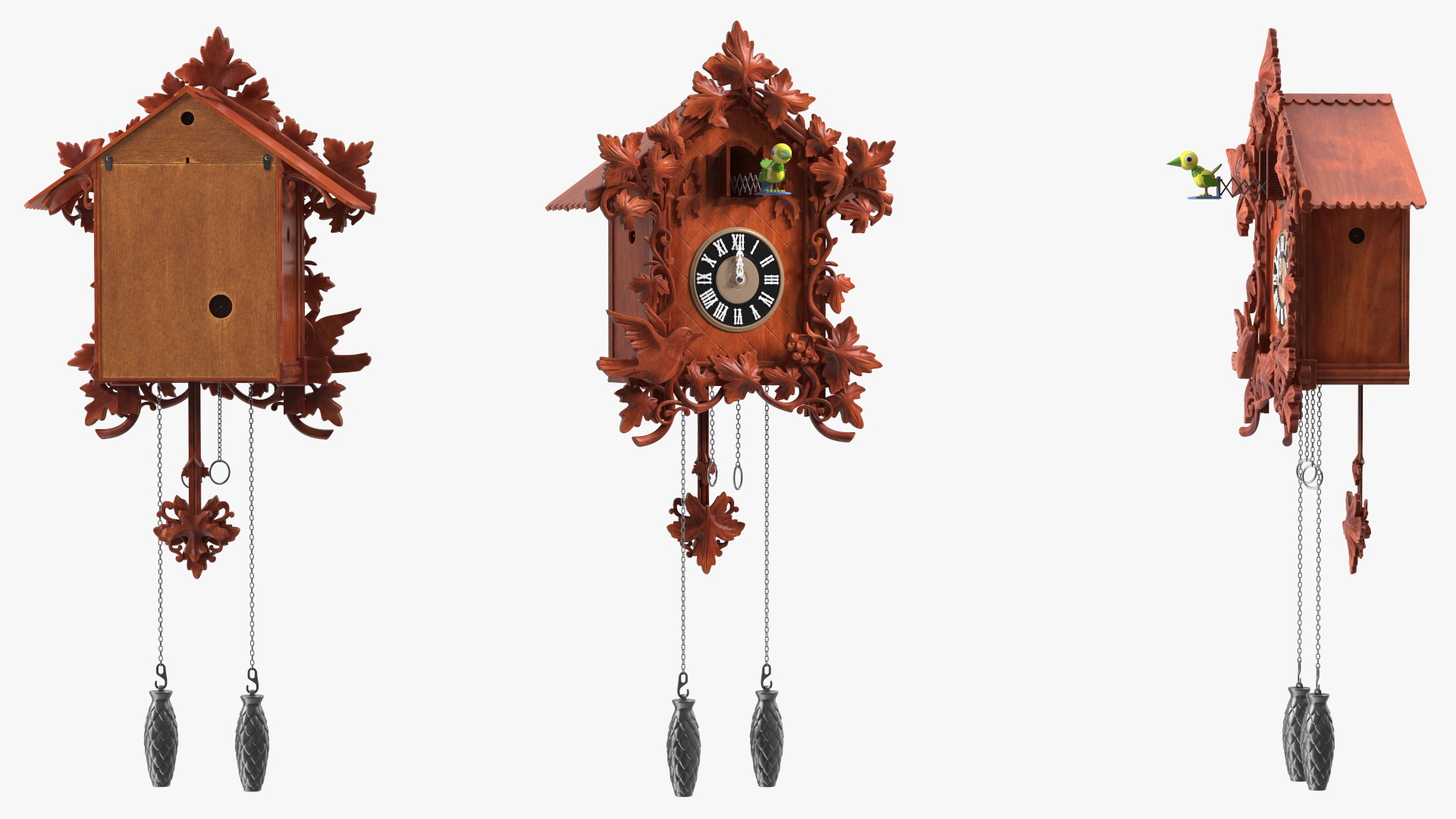 3D Wooden Cuckoo Clock Red model