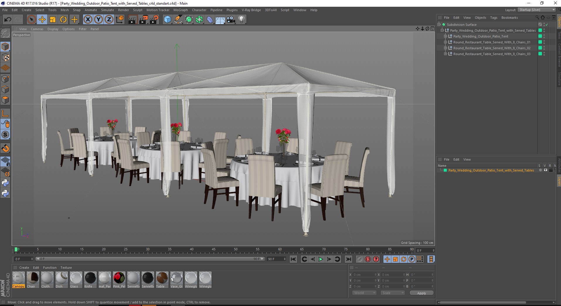 3D Party Wedding Outdoor Patio Tent with Served Tables