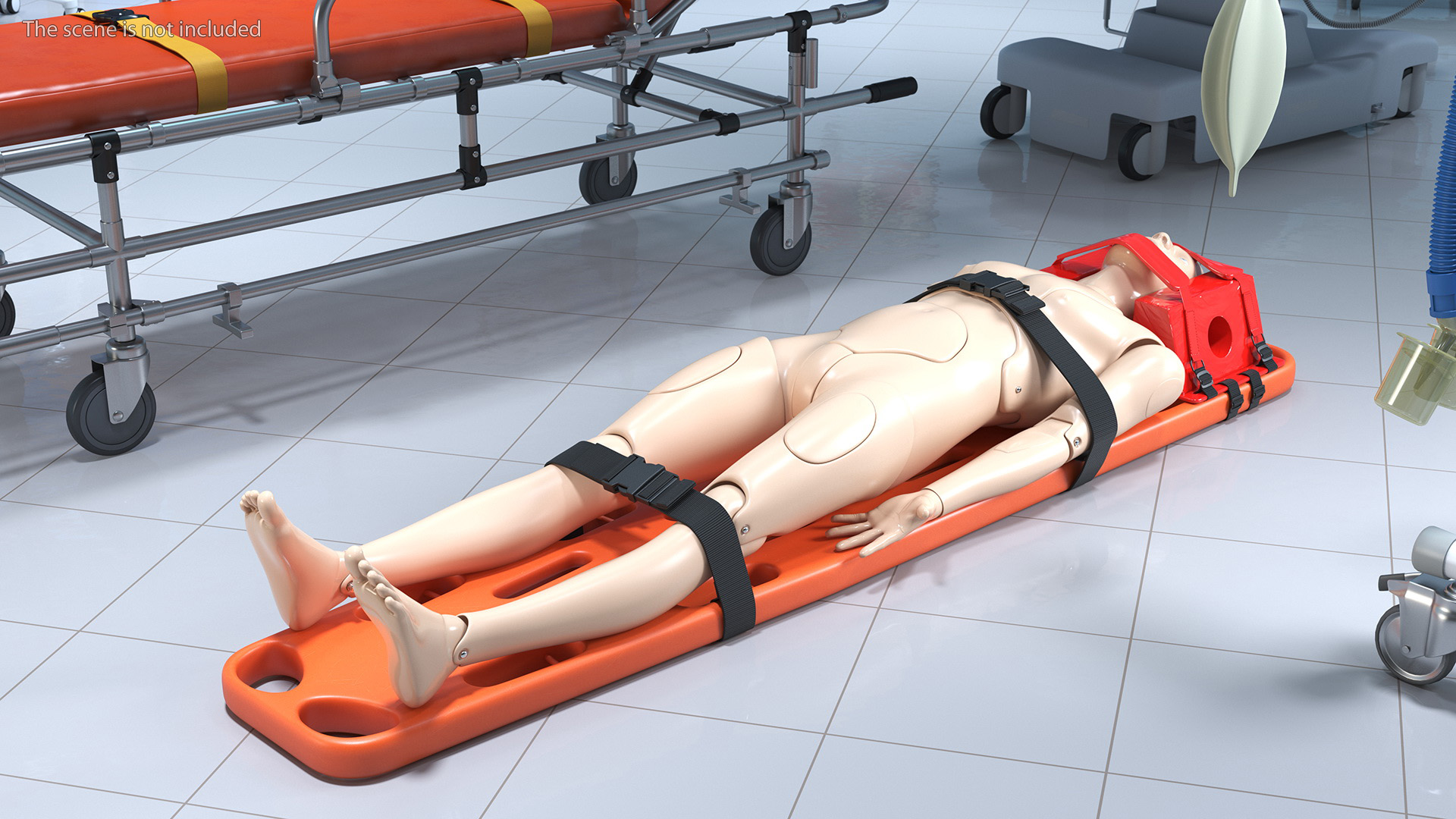 3D model Spinal Board Stretcher with Manikin