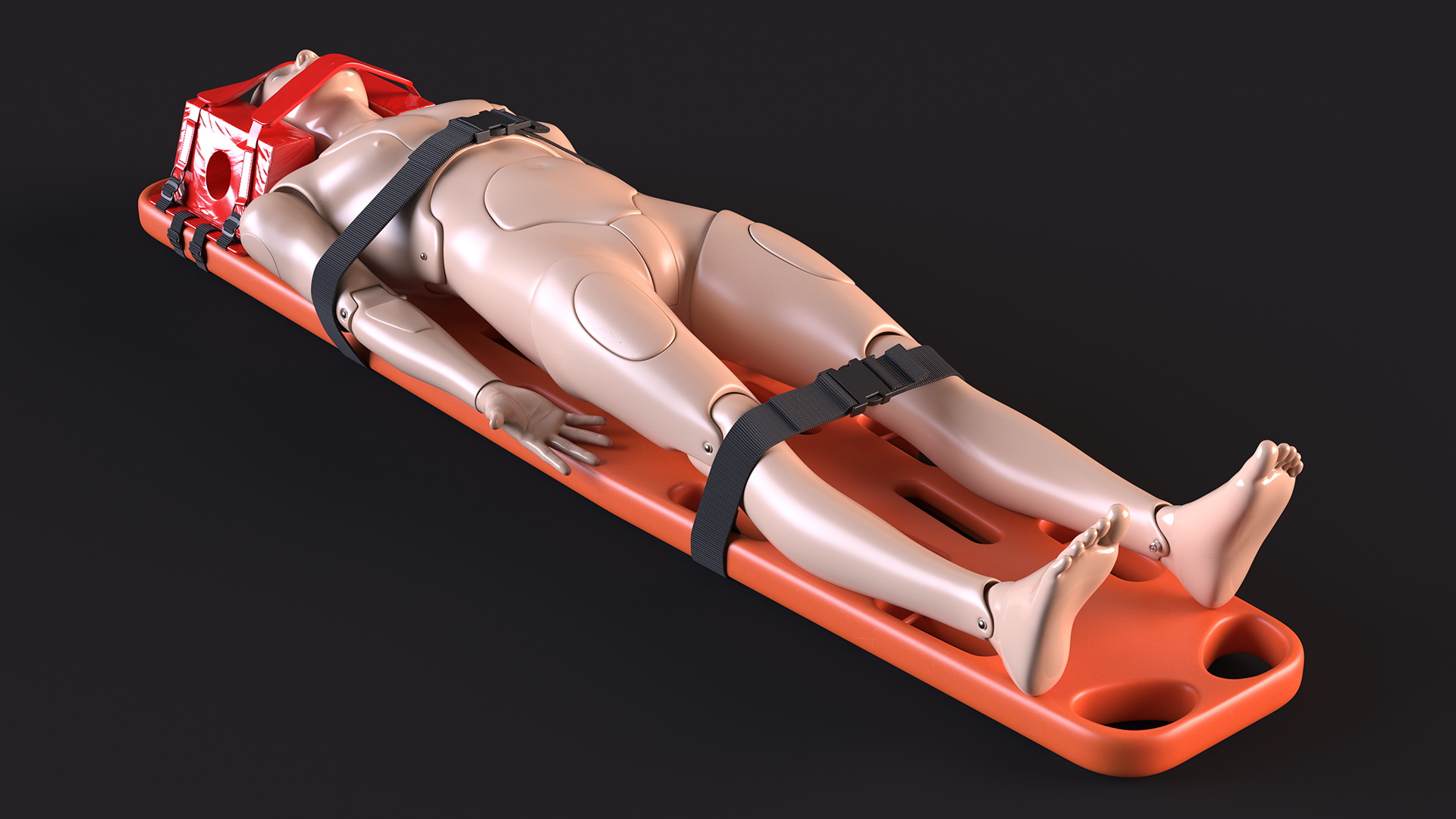 3D model Spinal Board Stretcher with Manikin