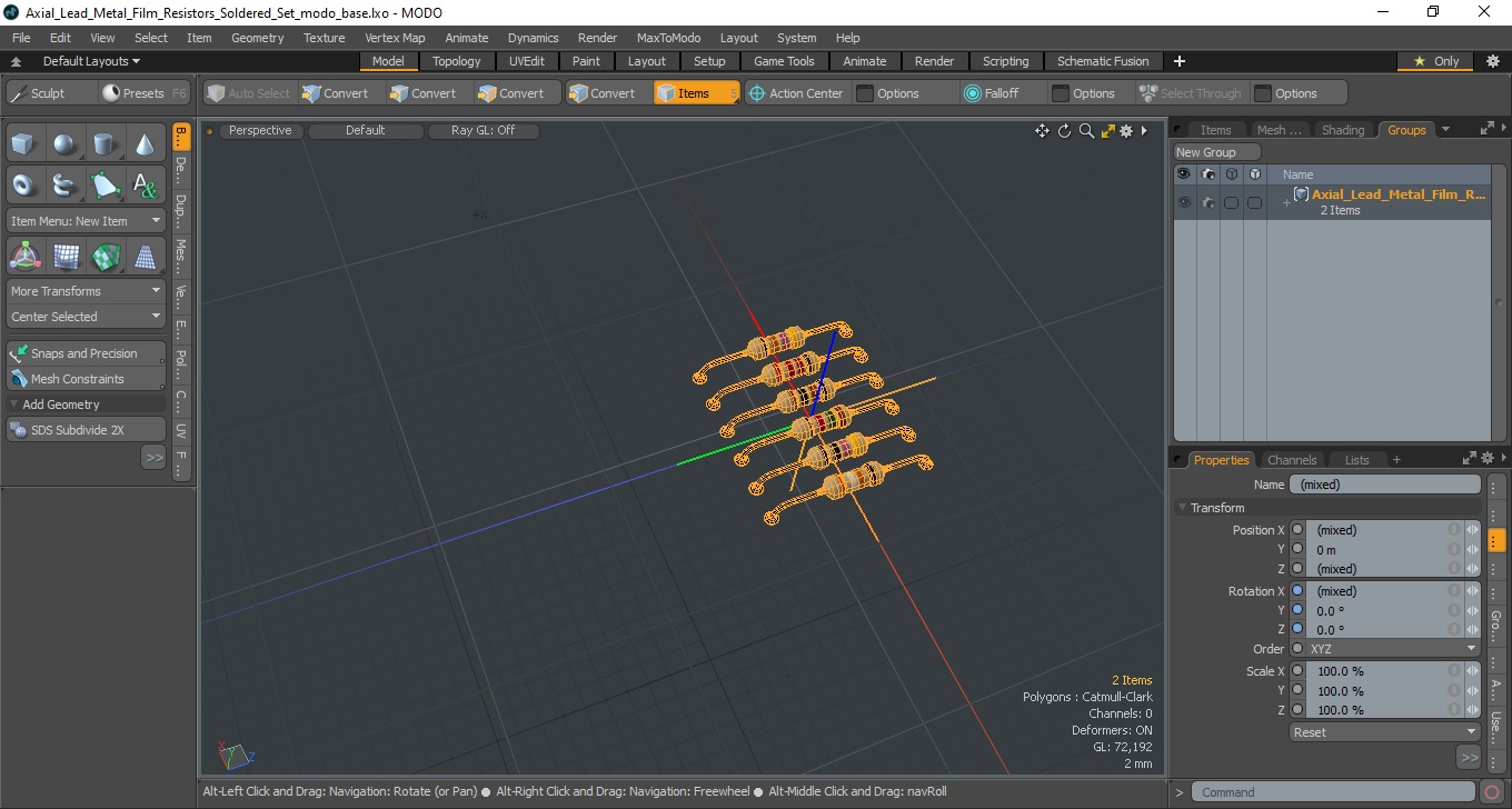 Axial Lead Metal Film Resistors Soldered Set 3D model