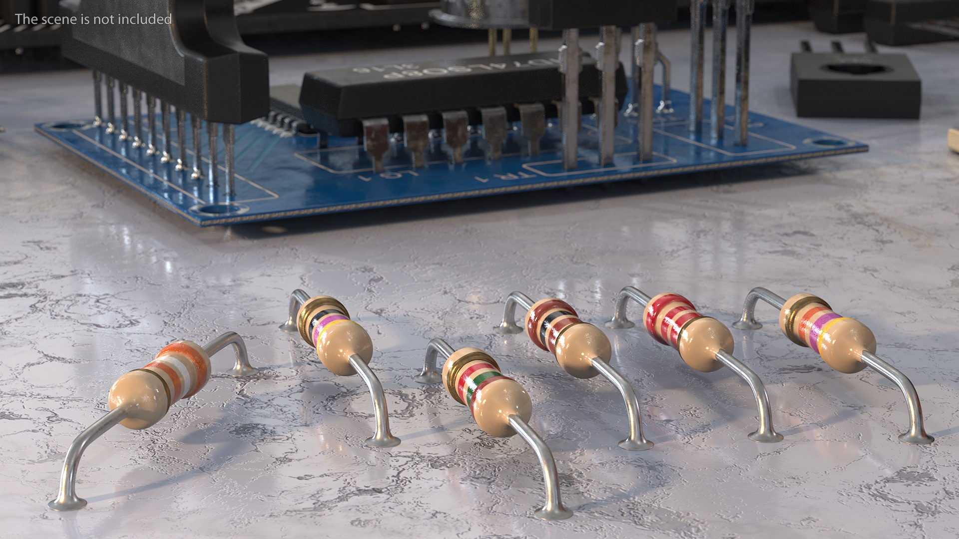 Axial Lead Metal Film Resistors Soldered Set 3D model