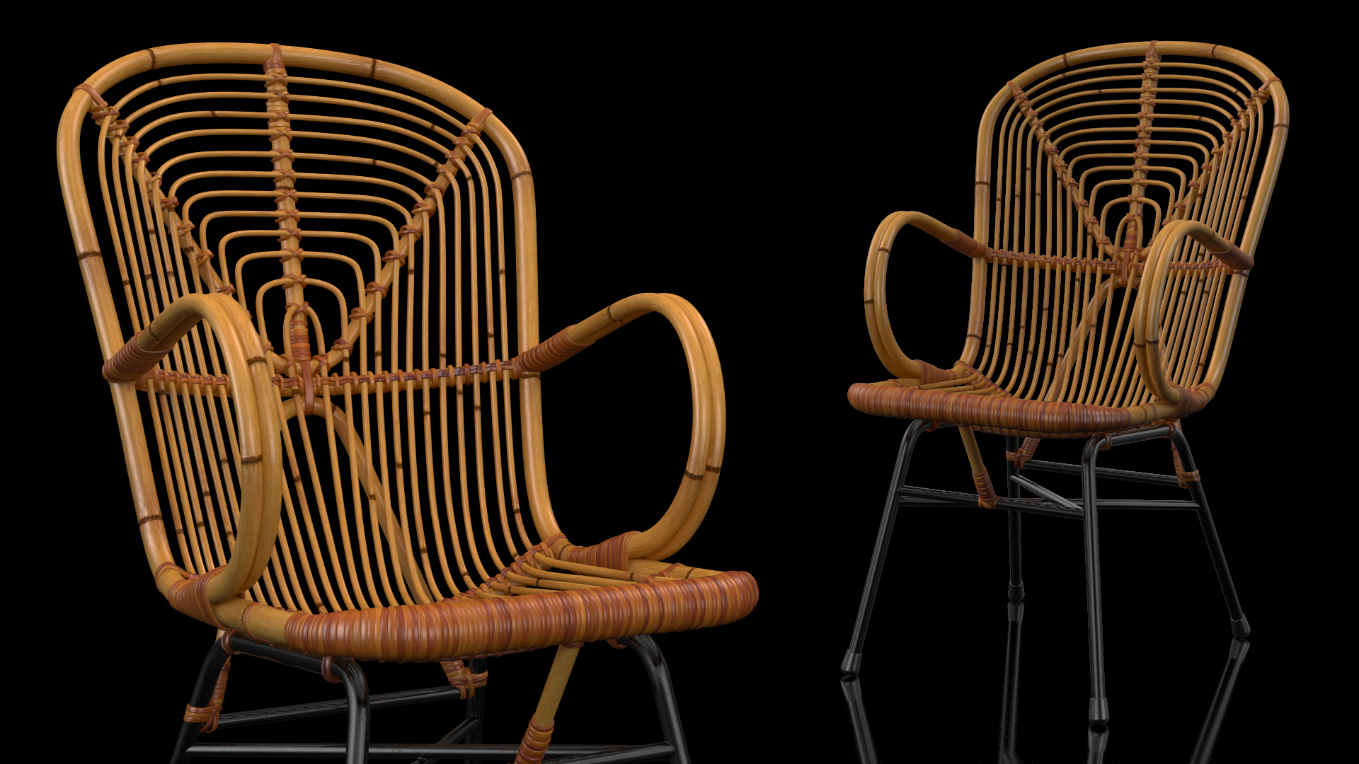 Vintage Bamboo Lounge Chair 3D