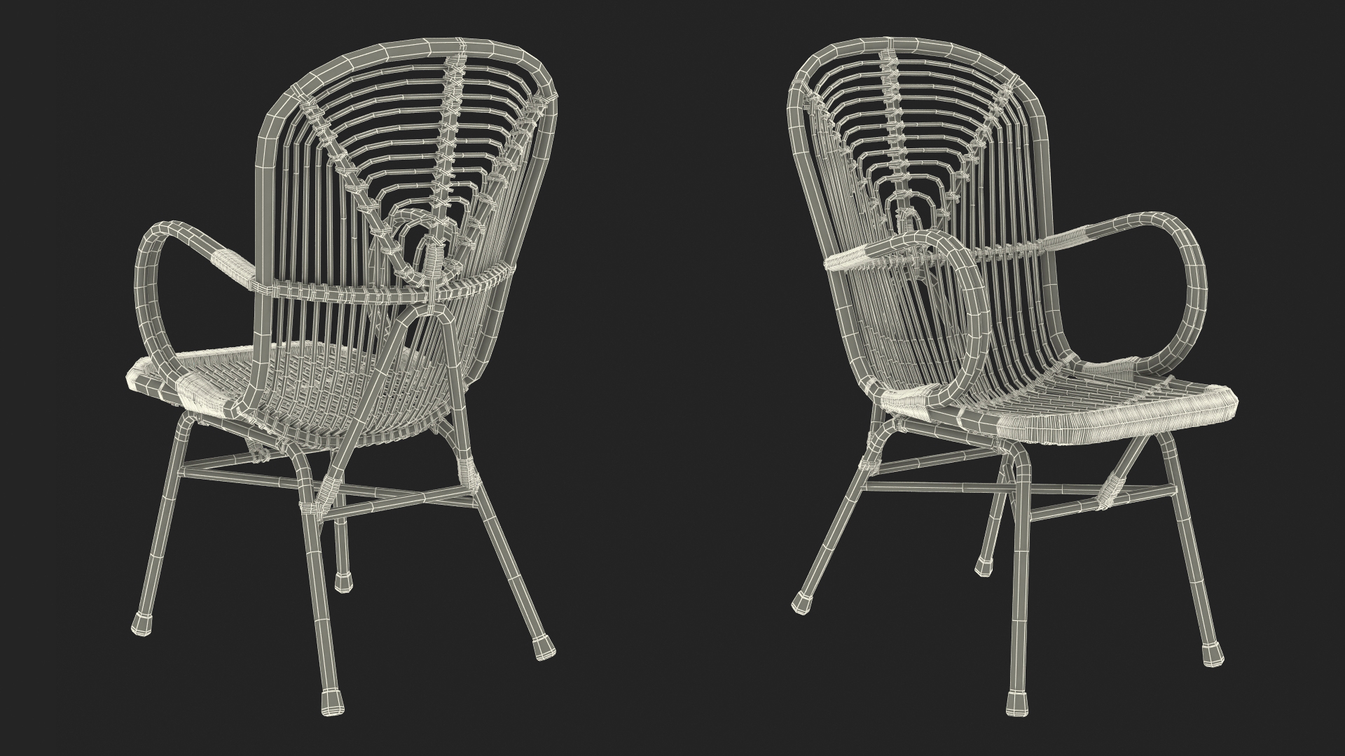 Vintage Bamboo Lounge Chair 3D