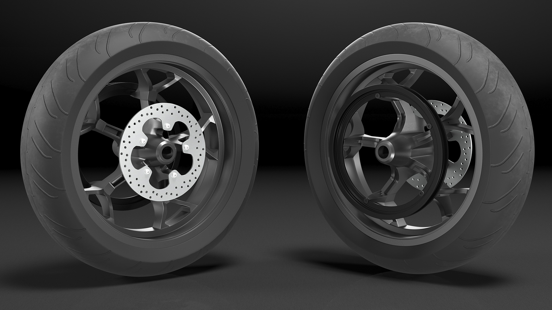 3D Motorcycle Rear Wheel