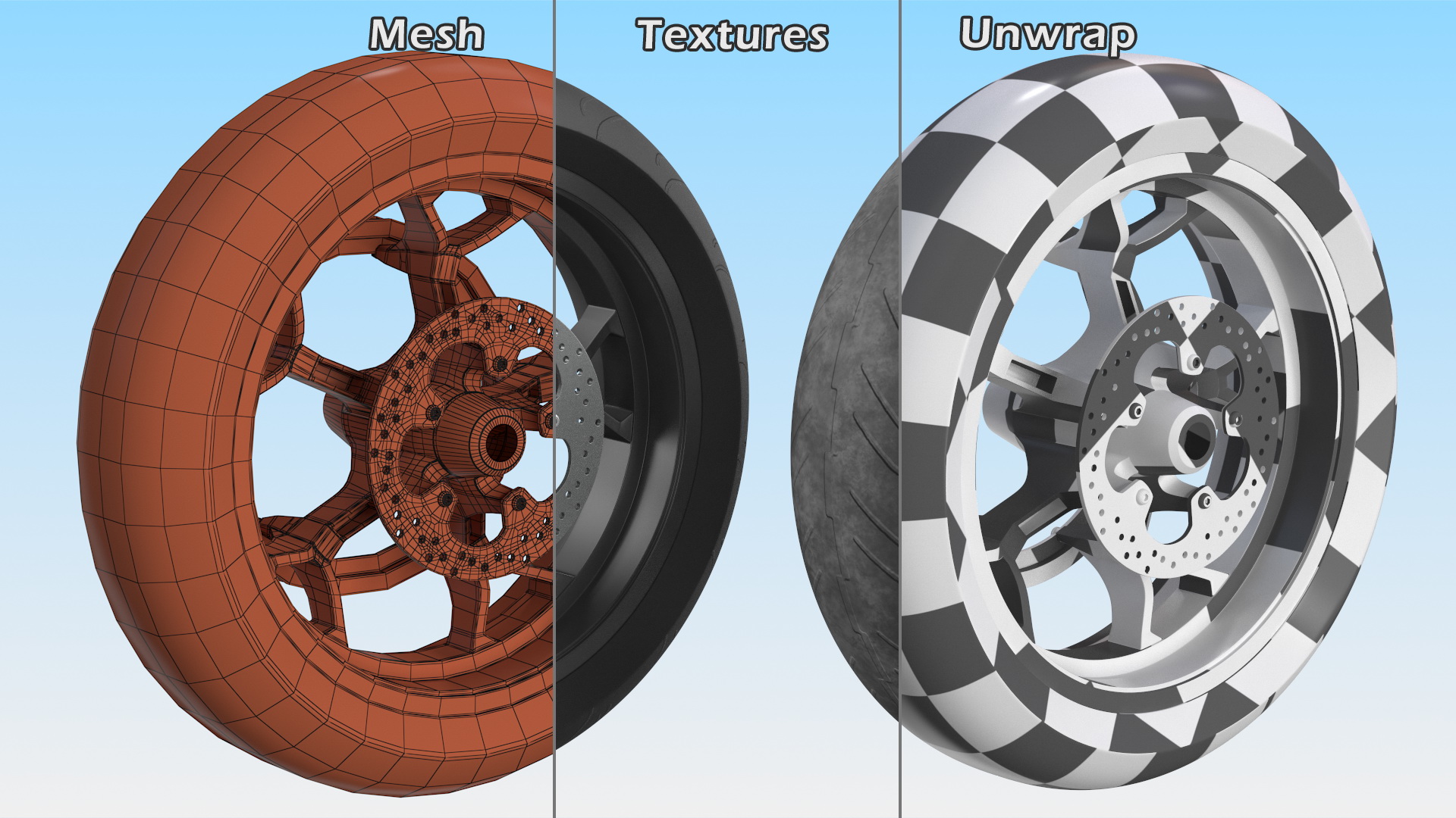 3D Motorcycle Rear Wheel