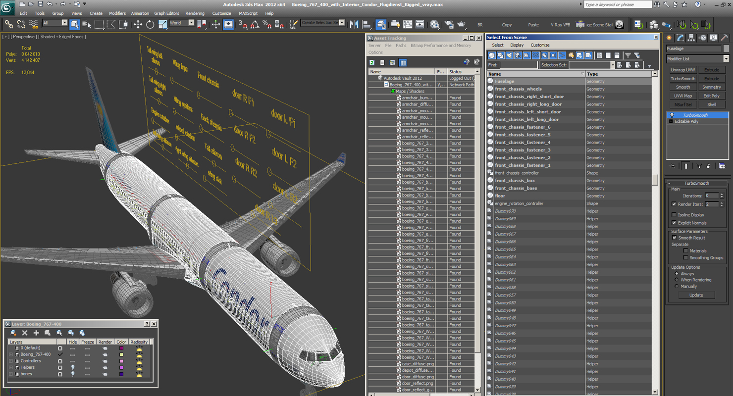 3D Boeing 767 400 with Interior Condor Flugdienst Rigged model