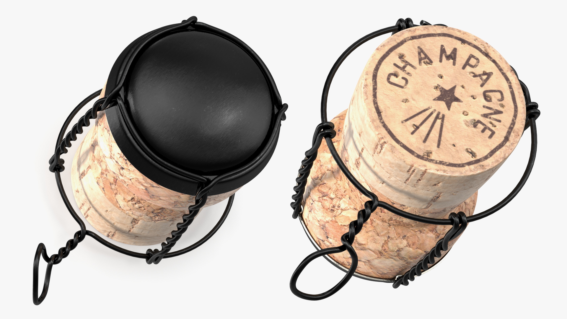 Champagne Bottle Cork with Wire Upright 3D model