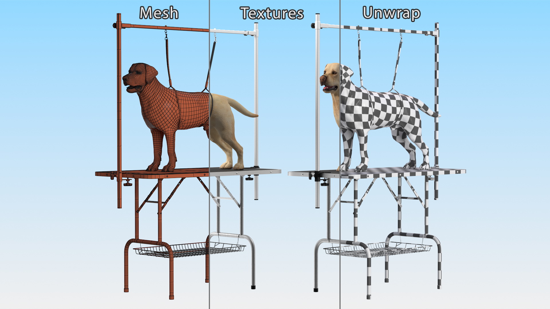 3D Grooming Table with Dog model