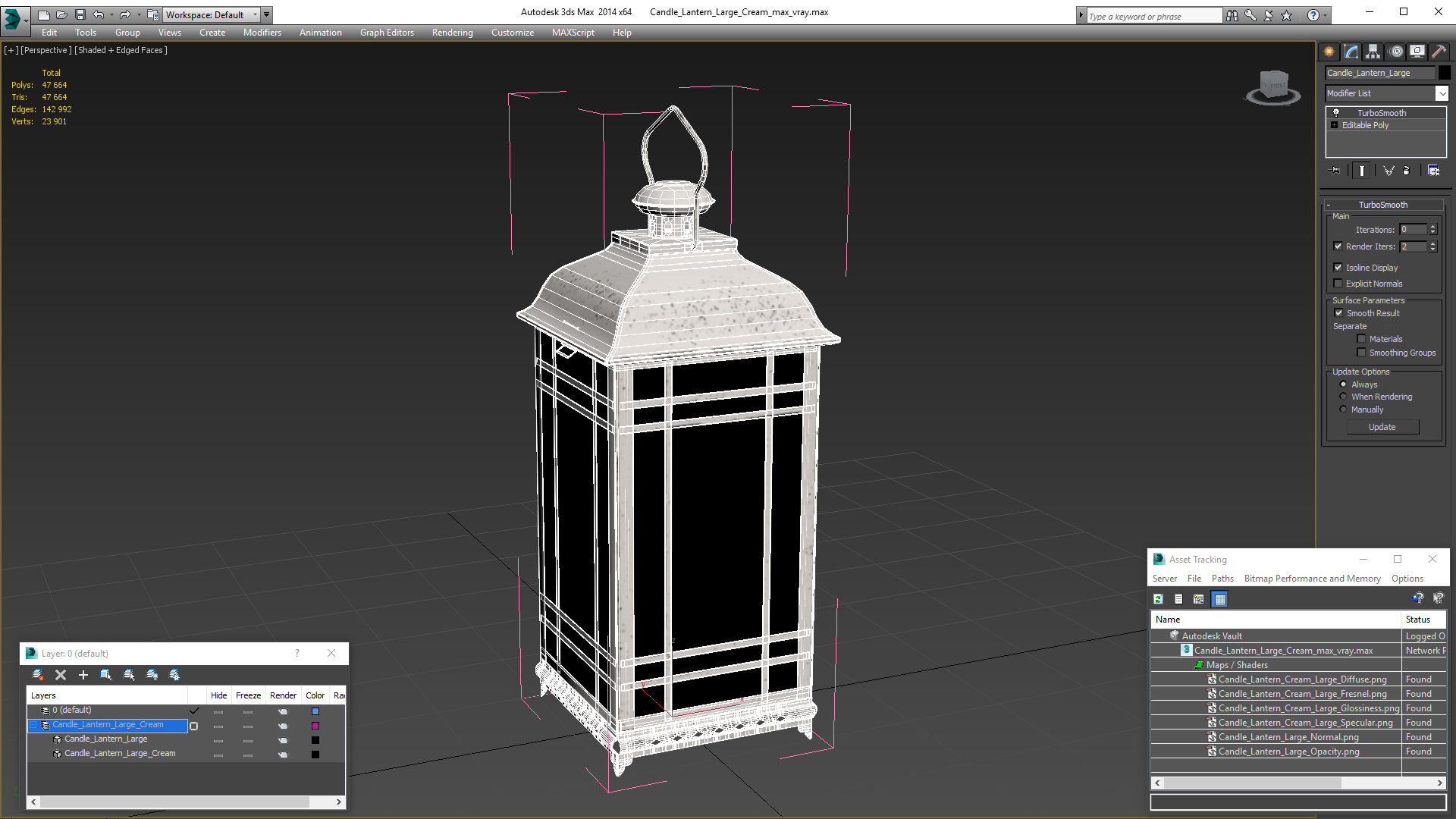 3D Candle Lantern Large Cream