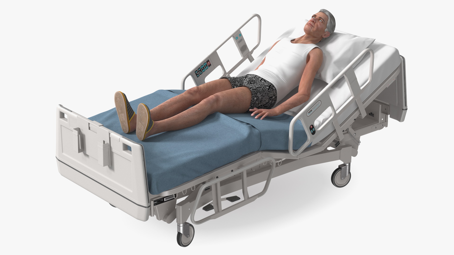 Patient on Hospital Bed 2 Rigged 3D