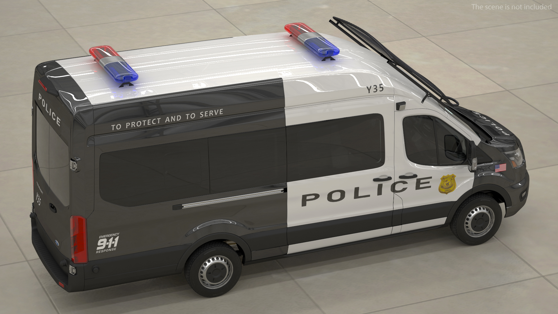 3D model Police Ford Transit 2020 Simple Interior